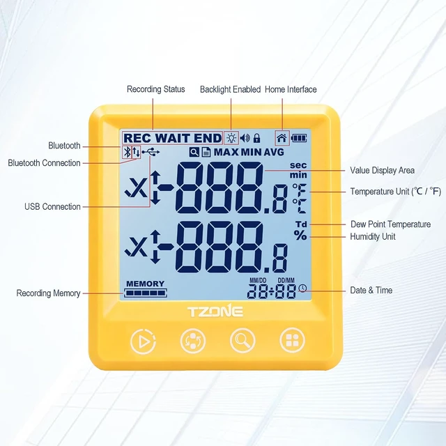 Alt view image 7 of 7 - Bluetooth Temperature & Humidity Data Logger with Dew Point, USB