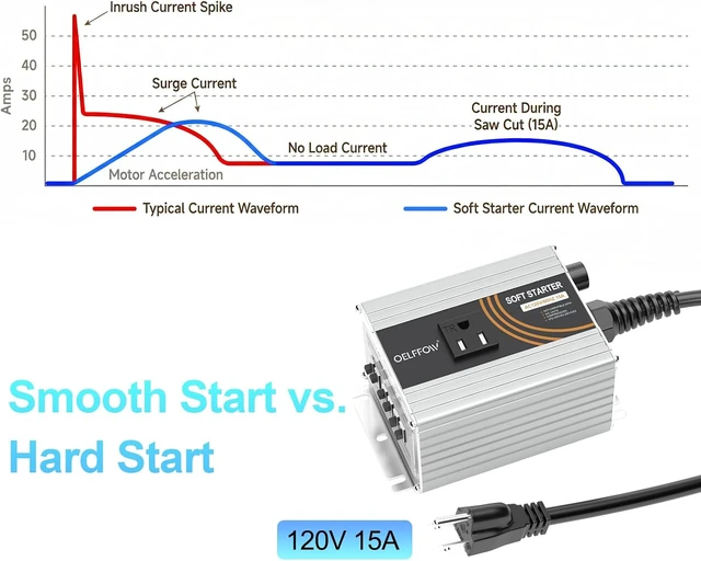 Alt view image 3 of 7 - 120V 15A Soft Starter for Universal-Motor Power Tools, Adjustable