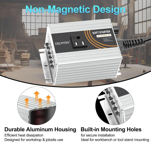 Alt view image 7 of 7 - 120V 15A Soft Starter for Universal-Motor Power Tools, Adjustable