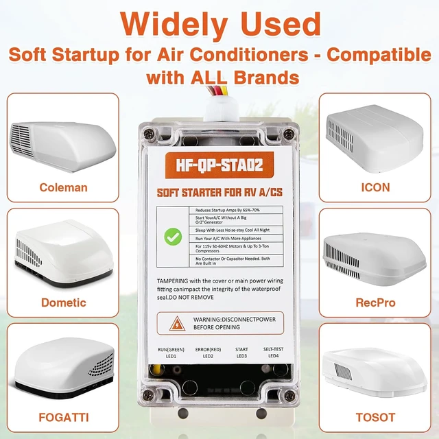 Alt view image 4 of 7 - Upgraded RV AC Soft Start Kit, Easy Start Appliances with Small Generator for Van, Trailer & Motorhome