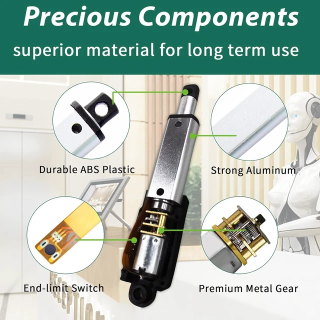 Alt view image 4 of 7 - 12V Micro Electric Linear Actuator with Controller, 2" Stroke