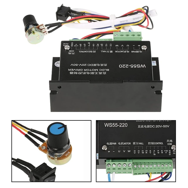 Alt view image 7 of 7 - 48V 500W 3-Phase BLDC Motor Controller with Analog Speed Regulation & Overcurrent Protection