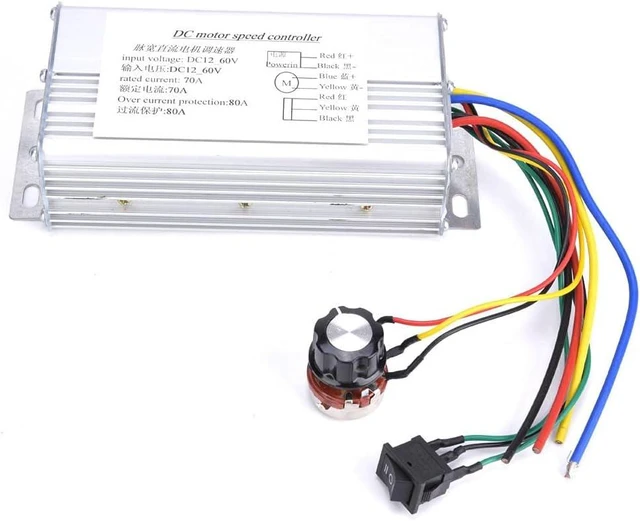Main image of 12V-60V 70A PWM DC Motor Speed Controller, Reversible with Potentiometer for Robotics & Vehicles