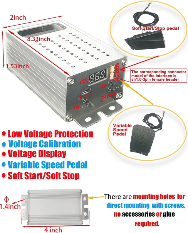 Alt view image 5 of 6 - 9-70V 40A PWM DC Motor Speed Controller with Soft Start/Stop & Overcurrent Protection