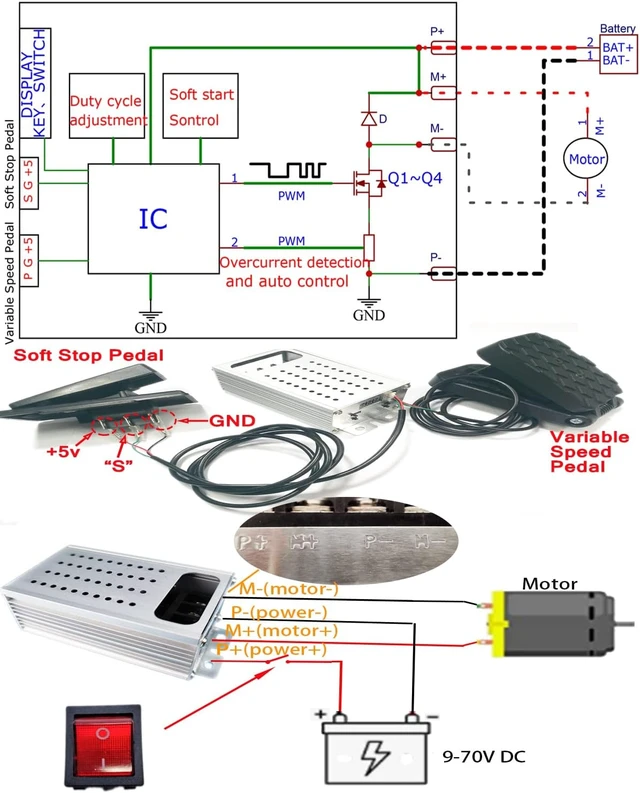 Alt view image 6 of 6 - 9-70V 40A PWM DC Motor Speed Controller with Soft Start/Stop & Overcurrent Protection