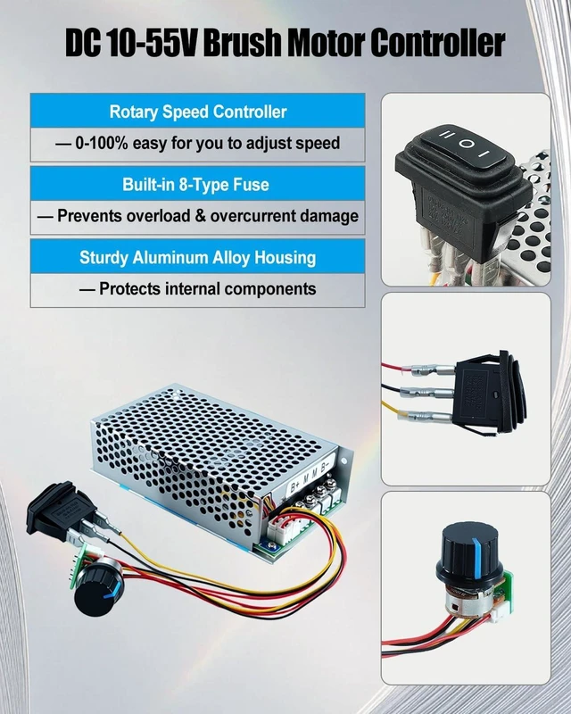 Alt view image 4 of 6 - 10-55V 100A PWM Brushed DC Motor Speed Controller