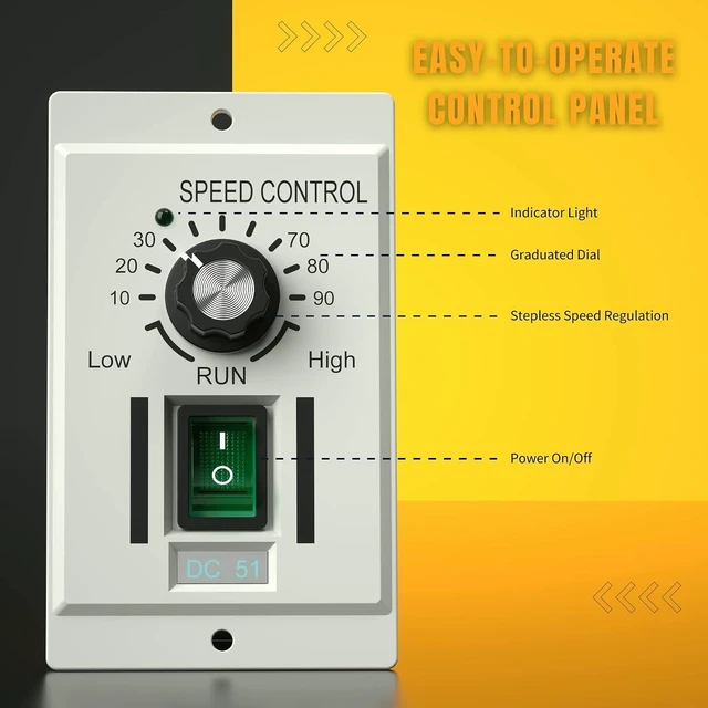 Alt view image 3 of 6 - 400W DC Motor Speed Controller, AC 110V to 0-90V Knob Adjustable (DC-51)