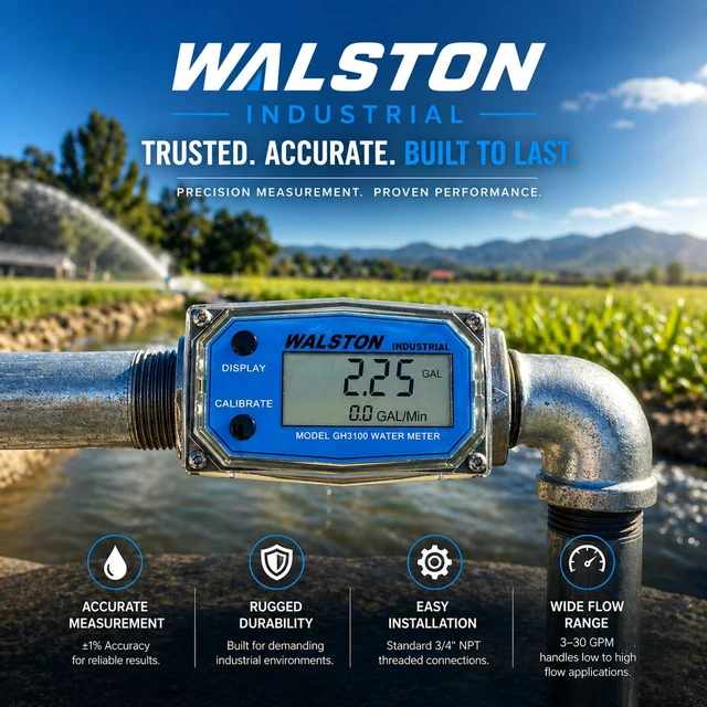 Alt view image 4 of 7 - 3/4" Digital Water Flow Meter, Inline with NPT Threads, Gallons/Liters (GH3100)