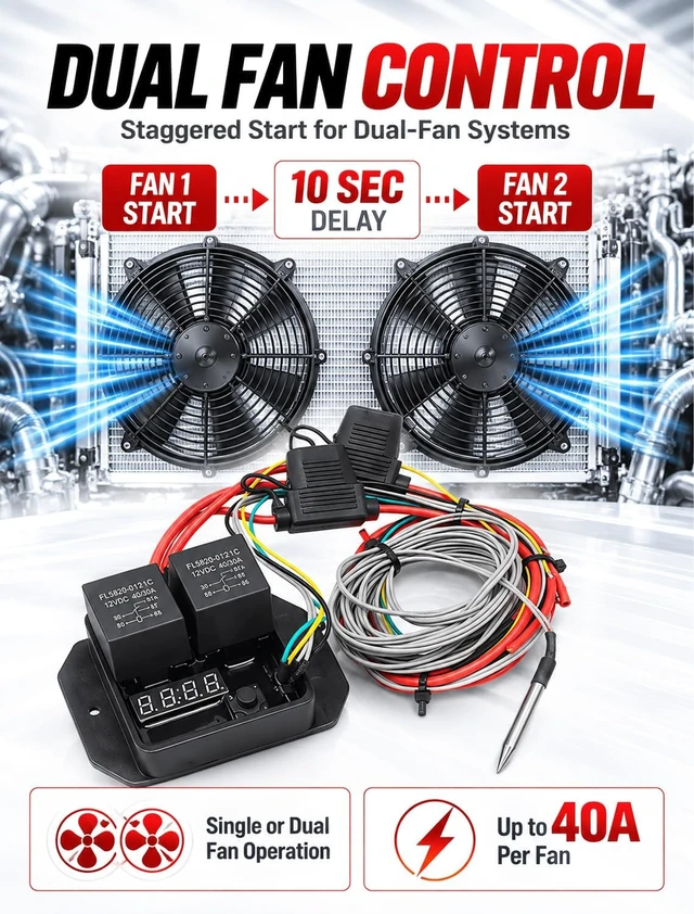 Alt view image 5 of 7 - 12V/24V Radiator Fan Controller Kit with LED Display, Replaces DC0444