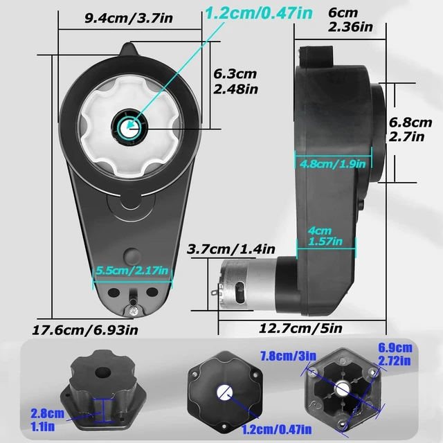 Alt view image 2 of 7 - 2-Pack 24V RS555 40000RPM Motor Gearbox for Power Wheels Upgrade