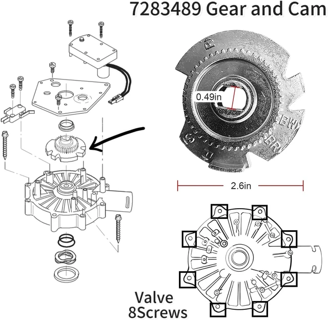 Alt view image 4 of 7 - Water Softener Motor & Cam Gears Kit for 1" High Flow Systems, Replacement with Screws