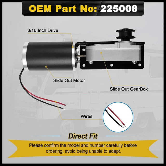 Alt view image 7 of 7 - RV Slide-Out Motor & Gear Housing, Compatible with BAL Accu-Slide Cable System, R25075/R25076
