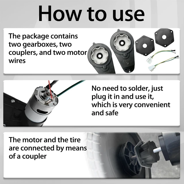 Alt view image 6 of 7 - 2-Pack 24V RS555 40000RPM Motor Gearbox for Power Wheels Upgrade