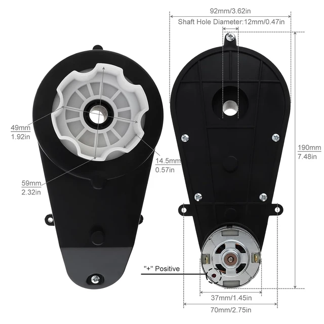 Alt view image 2 of 7 - 2-Pack RS555 24V 18000RPM DC Motor for Ride-On Car, High Torque Gearbox