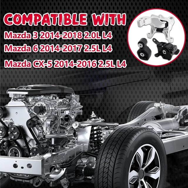 Alt view image 7 of 7 - Engine & Transmission Mount Kit, 3-Piece for 2014-2018 Mazda 3, 6 & CX-5