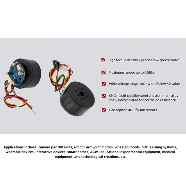 Alt view image 7 of 7 - 4015 BLDC Gimbal Motor with MT6701 Encoder, Hollow Shaft Outrunner, 12-36V
