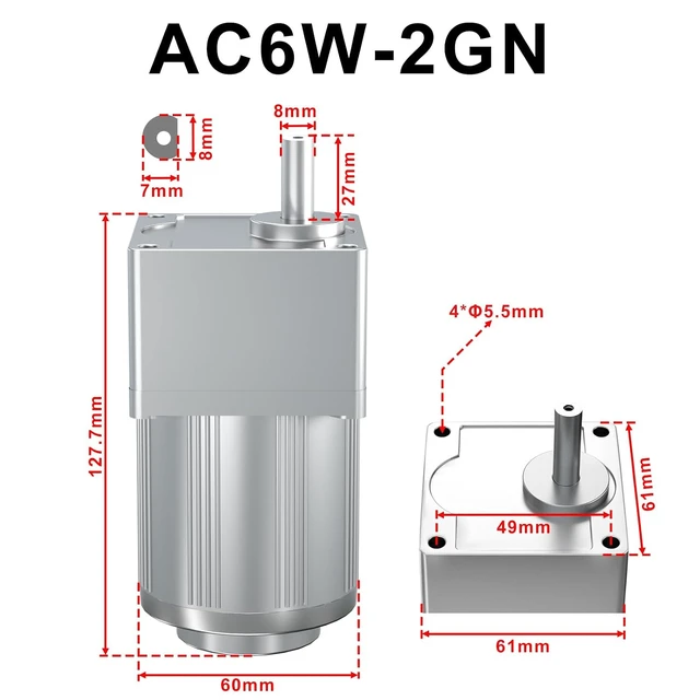 Alt view image 2 of 7 - 6W 110V 15RPM High Torque AC Gear Motor with Speed Controller, CW/CCW for Production Line