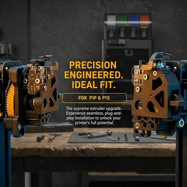 Alt view image 2 of 7 - Hardened Steel Dual-Gear Extruder Kit for Bambu Lab P1P/P1S with Filament Sensor & High Torque Motor