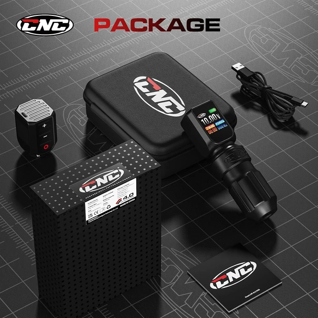 Alt view image 2 of 7 - Wireless Rotary Pen Tattoo Machine, 3200mAh Dual Battery, 4.0 Stroke Coreless Motor with LED Display