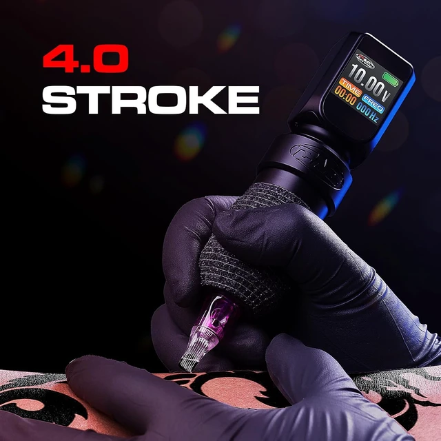 Alt view image 4 of 7 - Wireless Rotary Pen Tattoo Machine, 3200mAh Dual Battery, 4.0 Stroke Coreless Motor with LED Display