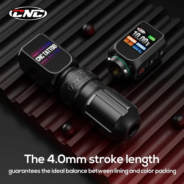 Alt view image 6 of 7 - Wireless Rotary Pen Tattoo Machine, 3200mAh Dual Battery, 4.0 Stroke Coreless Motor with LED Display