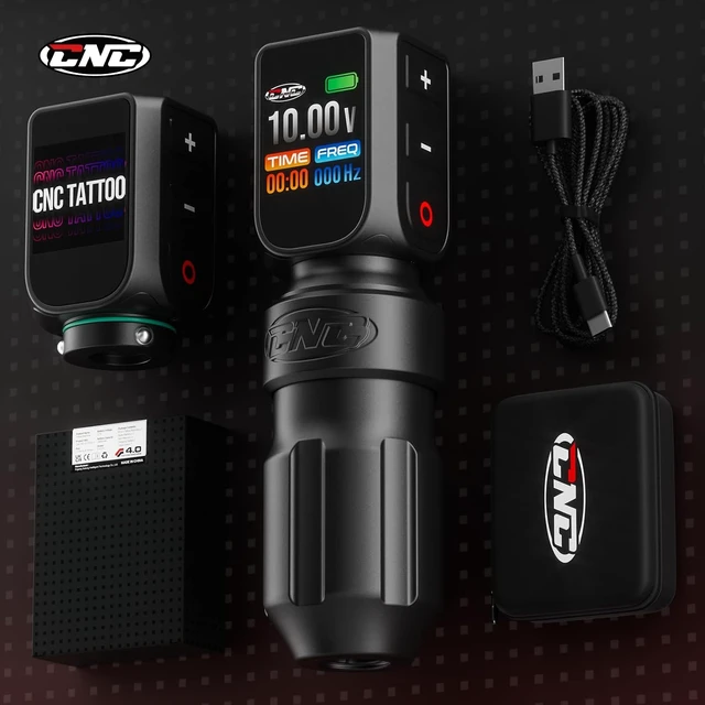 Alt view image 7 of 7 - Wireless Rotary Pen Tattoo Machine, 3200mAh Dual Battery, 4.0 Stroke Coreless Motor with LED Display