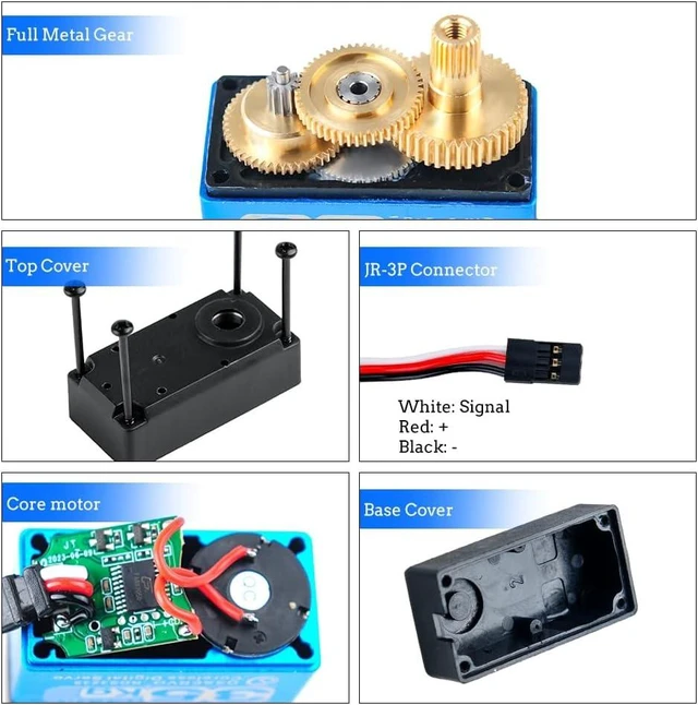 Alt view image 4 of 6 - 2-Pack 35KG RDS3235 High Torque Digital Servo, Metal Gear, 270° with Bracket for RC Robot