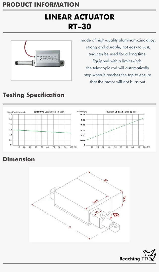 Alt view image 2 of 4 - 12V Mini Linear Actuator, 1.2" Stroke, 22lb Force with Mounting Brackets for Window & Robotics