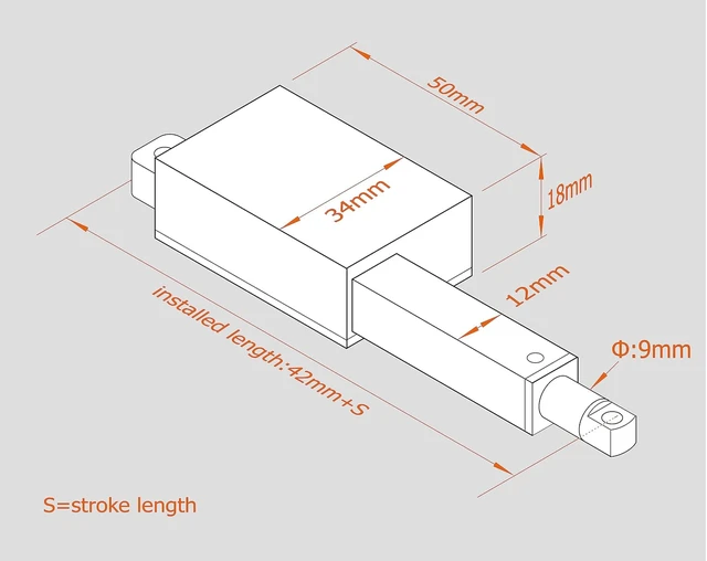 Alt view image 4 of 4 - 12V Mini Linear Actuator, 1.2" Stroke, 22lb Force with Mounting Brackets for Window & Robotics
