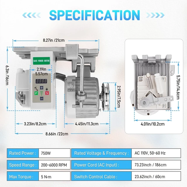 Alt view image 2 of 7 - 750W 110V 1HP Brushless Servo Motor for Sewing Machine