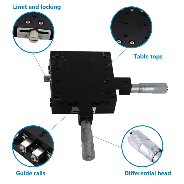 Alt view image 2 of 4 - XY Manual Linear Stage, Precision Cross Roller Translation Table, 100x100x40mm