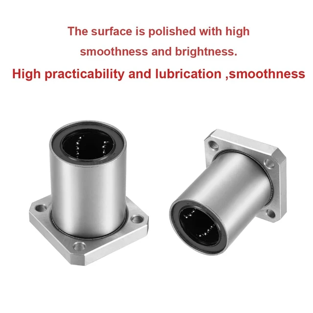 Alt view image 2 of 5 - 4-Pack LMK20LUU 20mm Square Flange Linear Ball Bearing, Rubber Sealed for CNC & 3D Printer