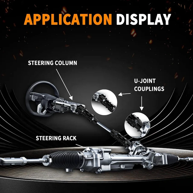 Alt view image 4 of 7 - Double U-Joint Steering Shaft, 3/4" Round, 5-1/8" Length, Black