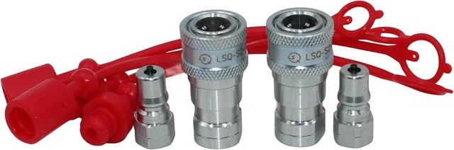 Alt view image 5 of 7 - 1/8" NPT Hydraulic Quick Connect Couplings, ISO 7241-B, Tractor with Dust Caps