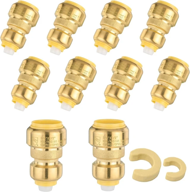 Main image of 10-Pack 3/4" x 1/2" Push-Fit Straight Reducing Coupling (PF017-10)