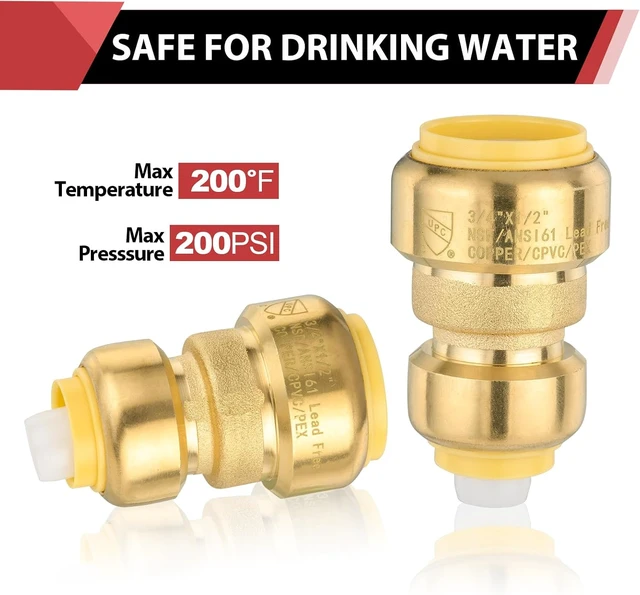 Alt view image 4 of 7 - 10-Pack Push-Fit 3/4" x 1/2" Reducing Coupling