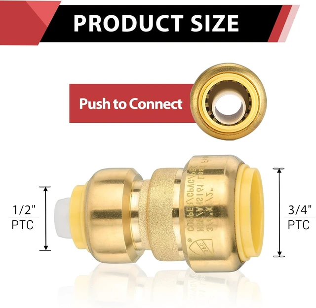 Alt view image 2 of 7 - 10-Pack Push-Fit 3/4" x 1/2" Reducing Coupling