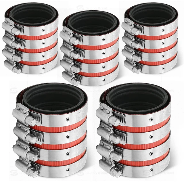 Main image of 5-Pack 2" Heavy Duty No-Hub Coupling, Red Shield (37422CS-5)