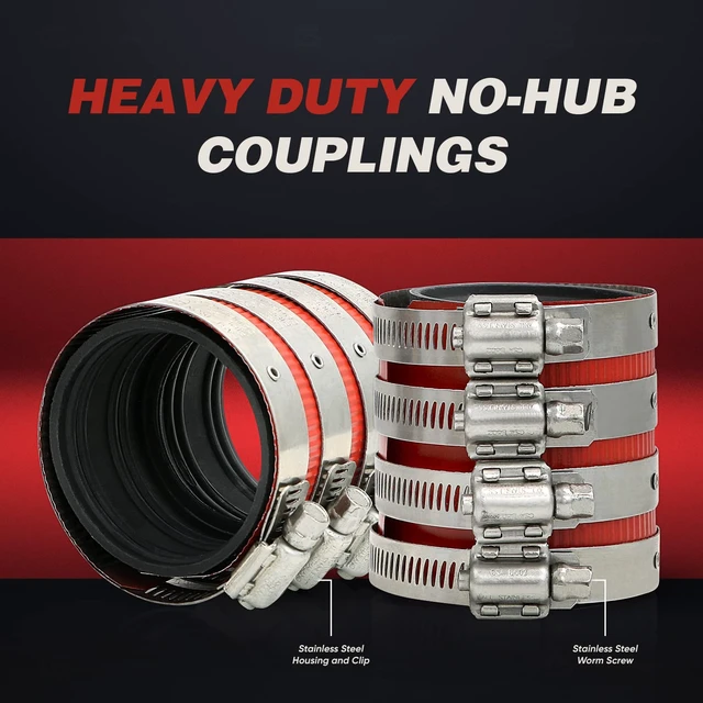 Alt view image 2 of 6 - 5-Pack 2" Heavy Duty No-Hub Coupling, Red Shield (37422CS-5)