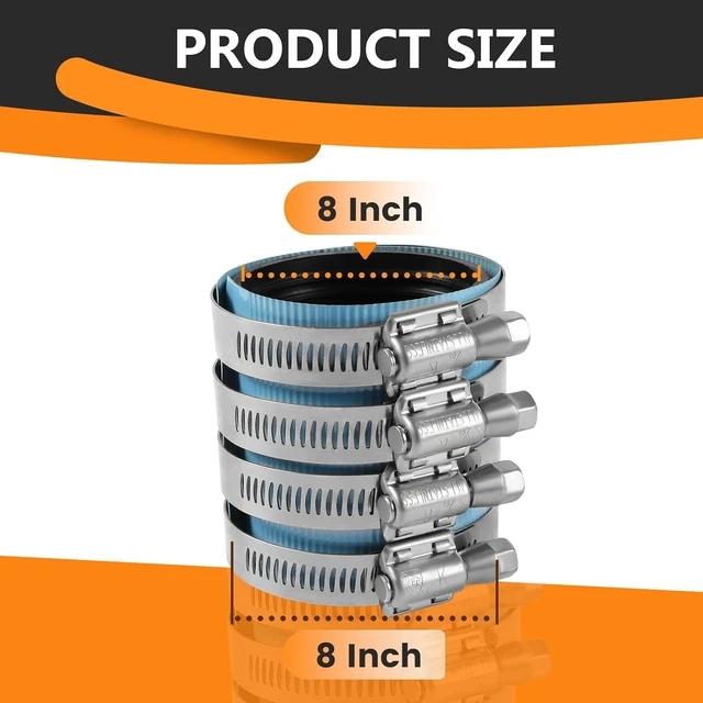 Alt view image 2 of 6 - 8-Inch Heavy Duty No-Hub Coupling (CLAMP064-1)