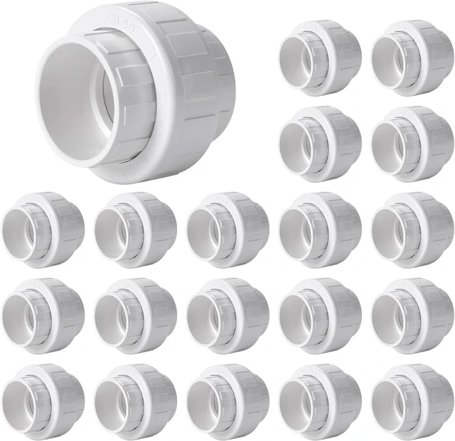 Main image of 20-Pack 1-1/2" PVC Union Coupling, Socket x Socket, Schedule 40