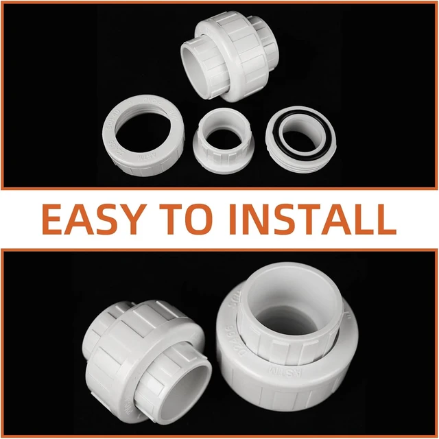 Alt view image 3 of 7 - 20-Pack 1-1/2" PVC Union Coupling, Socket x Socket, Schedule 40