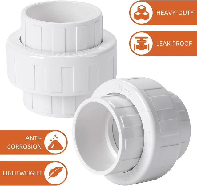 Alt view image 5 of 7 - 20-Pack 1-1/2" PVC Union Coupling, Socket x Socket, Schedule 40