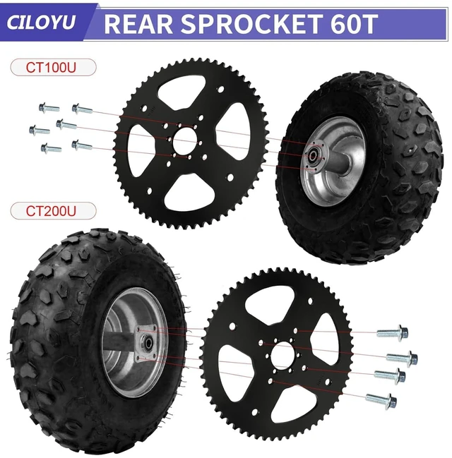 Alt view image 2 of 7 - 60T Sprocket with 420 Chain, 90 Links, for Mini Bike CT200U