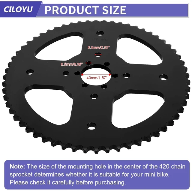 Alt view image 6 of 7 - 60T Sprocket with 420 Chain, 90 Links, for Mini Bike CT200U