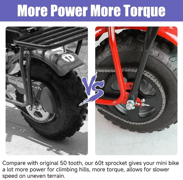 Alt view image 2 of 7 - 60-Tooth Sprocket with 420 Chain for CT200U, CT200U-EX & BT200X Mini Bikes