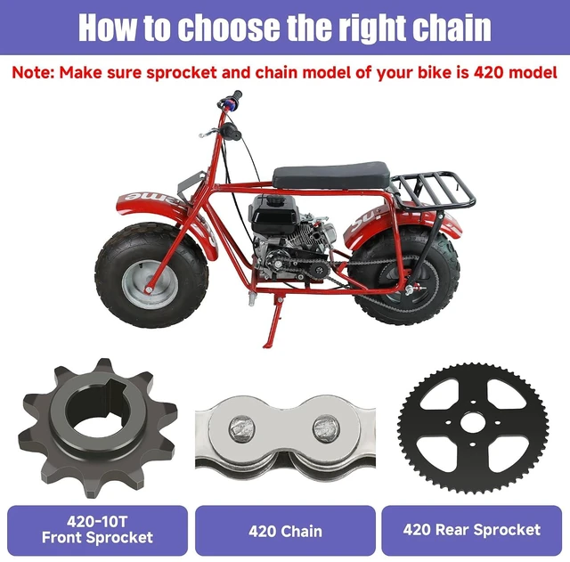 Alt view image 4 of 7 - 60-Tooth Sprocket with 420 Chain for CT200U, CT200U-EX & BT200X Mini Bikes