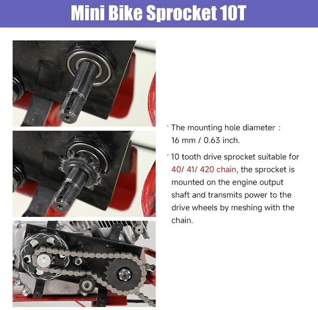 Alt view image 6 of 7 - 60-Tooth Sprocket with 420 Chain for CT200U, CT200U-EX & BT200X Mini Bikes