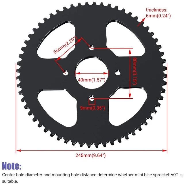 Alt view image 7 of 7 - 60-Tooth Sprocket with 420 Chain for CT200U, CT200U-EX & BT200X Mini Bikes