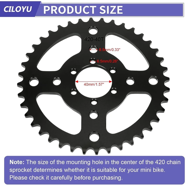 Alt view image 6 of 7 - 40T Sprocket with 420 Chain, 40mm Bore for CT100U/CT200U Mini Bike
